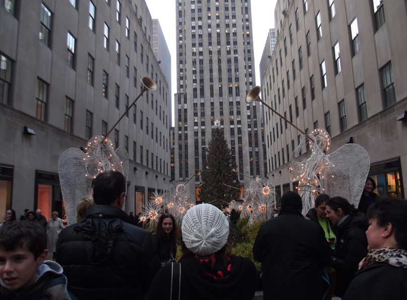 Onlookers at the Rockefeller Center Christmas Tree